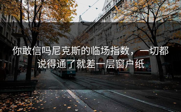 你敢信吗尼克斯的临场指数，一切都说得通了就差一层窗户纸