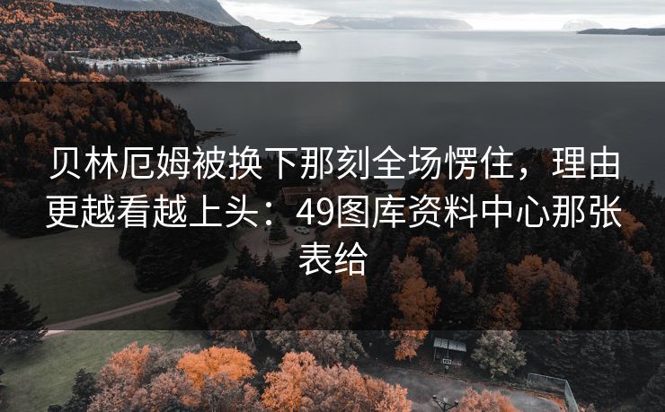 贝林厄姆被换下那刻全场愣住，理由更越看越上头：49图库资料中心那张表给